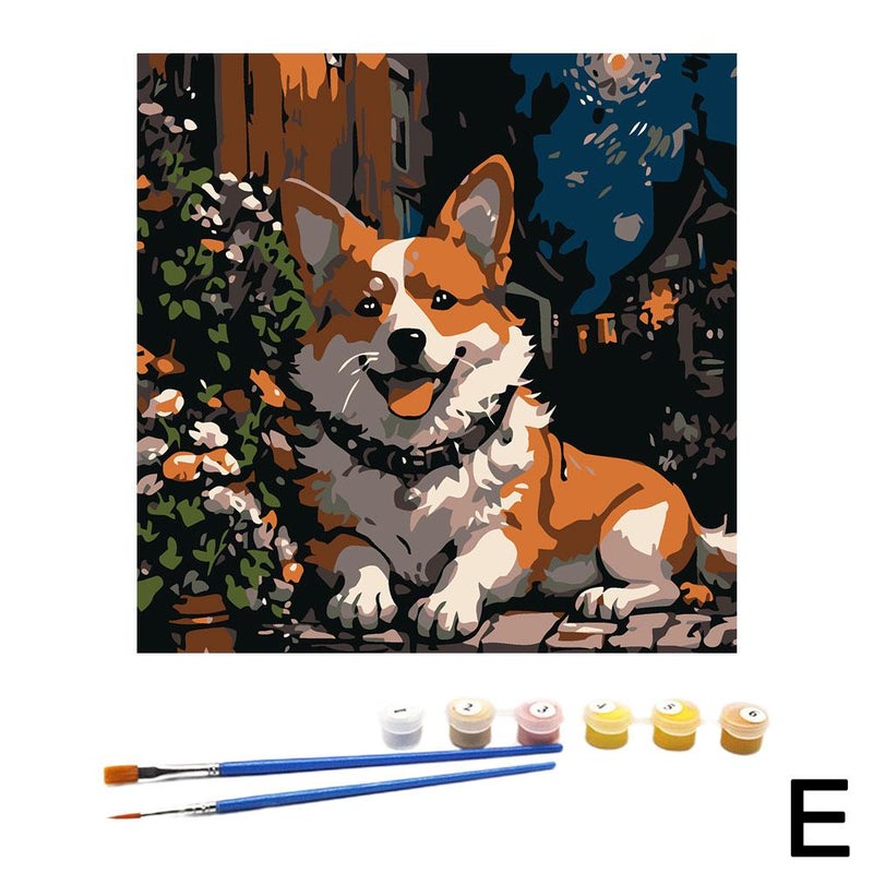 DIY digital oil painting, hand-painted coloring of animal heads, street vendor goods, living room wall art